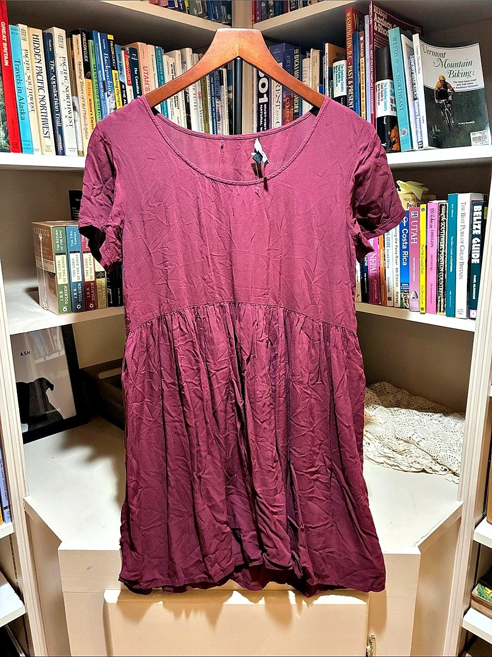 Brandy Melville Burgundy Babydoll Mini Dress One Size